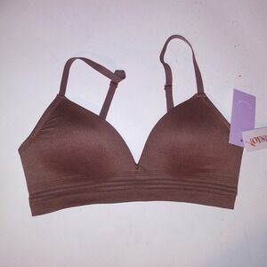 Joyspun Bralette Bra Small Brown Solid Push Up Wireless New